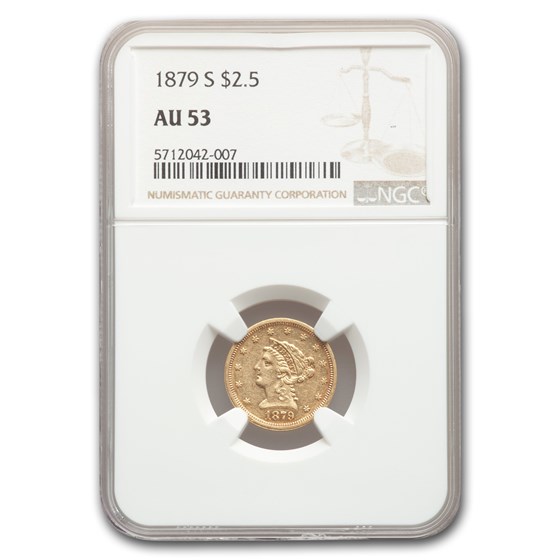 1879-S $2.50 Liberty Gold Quarter Eagle AU-53 NGC 1879-S $2.50 Liberty Gold Quarter Eagle AU-53 NGC